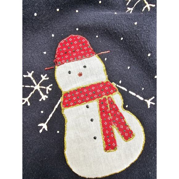 Vintage Handmade Women's XL Pannill Black Snowman Crewneck Holiday Sweater - Picture 8 of 11